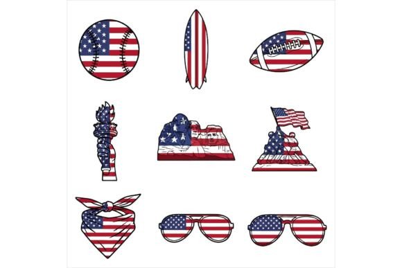 American Patriotic Icons: Bold Illustrations