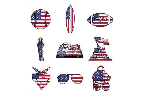 American Patriotic Icons Bundle & Illustrations
