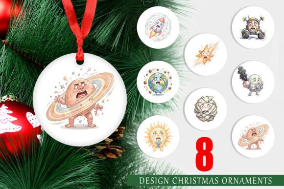 Anxious Space Rocket Planet Ornament PNG Review