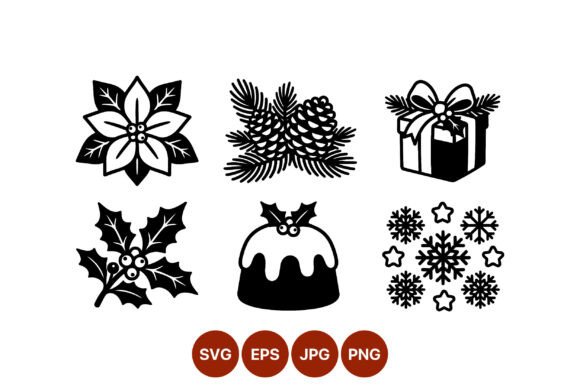 Black White Holiday Icons Set: Editorial Illustrations