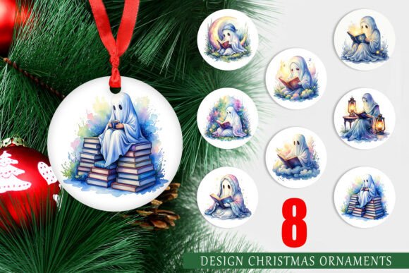 Celestial Reading Ghost Ornament PNG Illustrations
