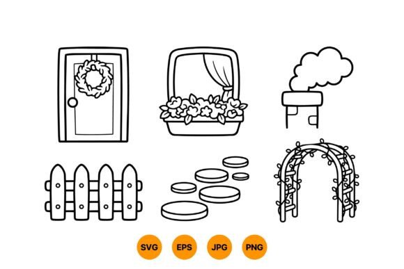 Cottage Garden SVG Clipart and Illustrations