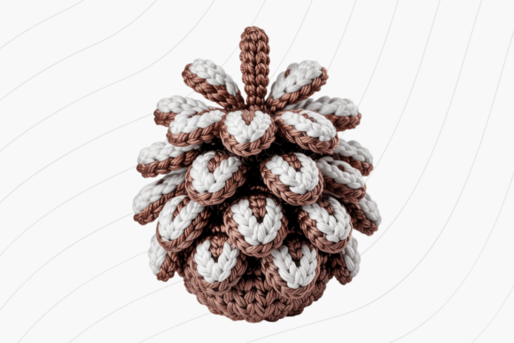 Crochet Pine Cone PNG: Branding & Illustrations