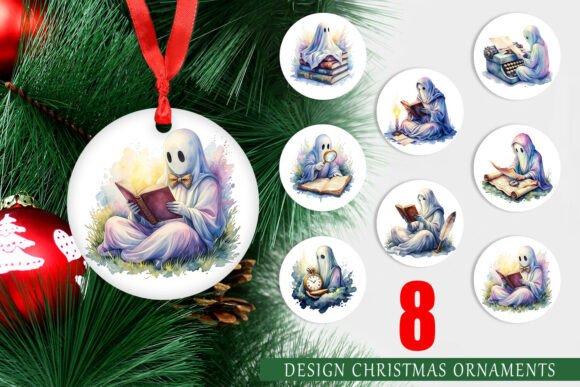 Dark Academia Ghost Reader Ornament & Illustrations