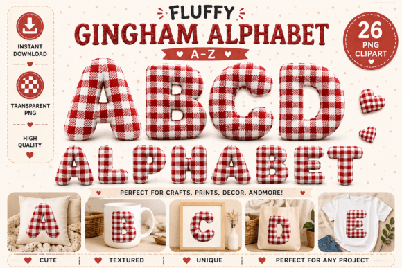 Fluffy Gingham Alphabet a–Z: Cute Illustrations for Crafters