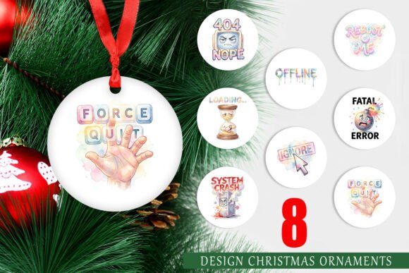 Funny 90s Tech Watercolor Ornament & Illustrations