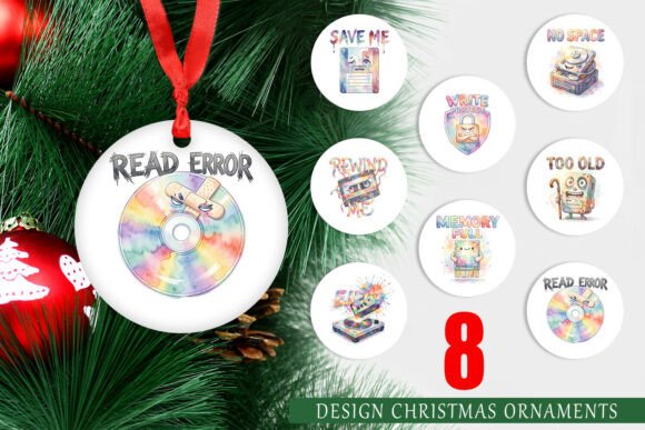Funny Retro Storage Watercolor Ornament Illustrations