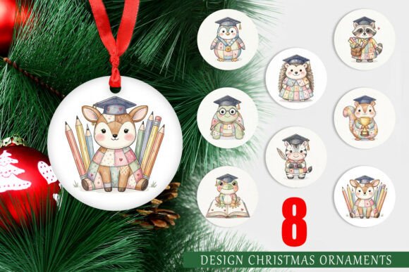 Graduation Patchwork Animal Ornament PNG for Illustrations