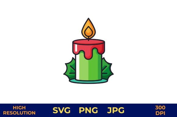 Holiday Candle with Green Holly Vector: Illustrations Review