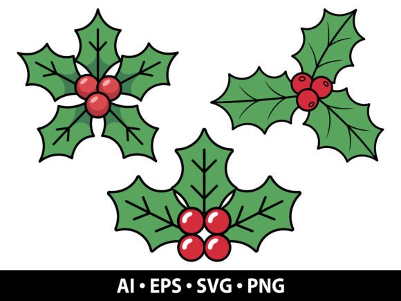 Holly Berry Vector SVG Bundle: Festive Illustrations