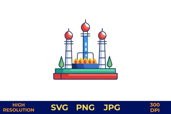 Oil Gas Field Derricks Vector Illustrations Review
