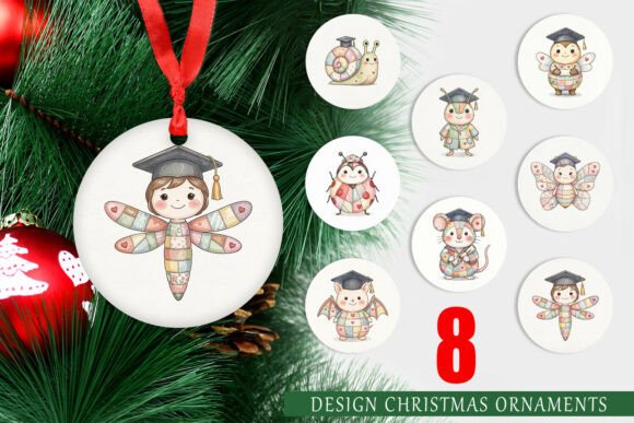 Patchwork Animal Graduation Ornament Illustrations