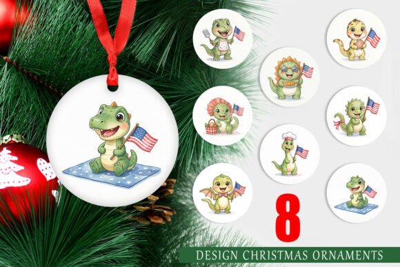 Patriotic BBQ Dinosaur Ornament PNG Review