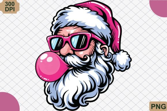 Pink Santa Bubblegum PNG: Bold Illustrations