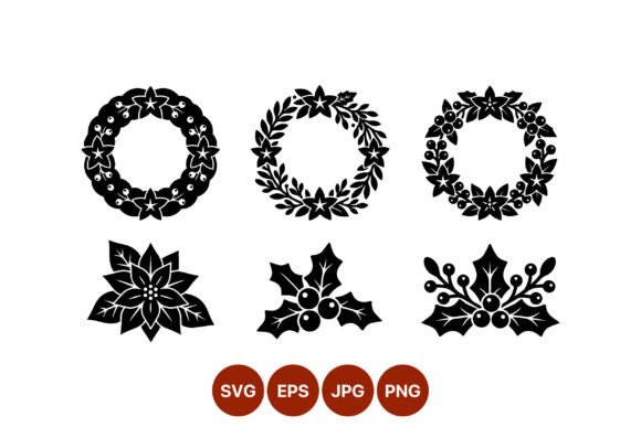 Poinsettia and Holly Wreath Vector Review