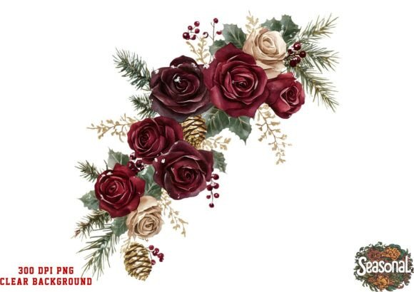 Red Floral Holiday Bouquet Clipart: Editorial Illustrations Review