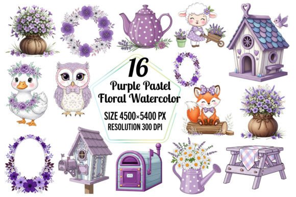 Reviewing the Purple Pastel Floral Clipart Bundle for Stitchers