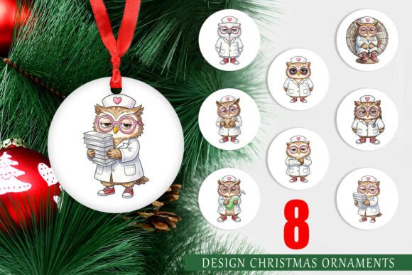 Tired Nurse Owl Ornament & Illustrations