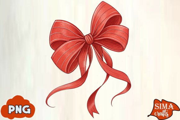Valentine s Day Red Coquette Bow PNG Illustrations