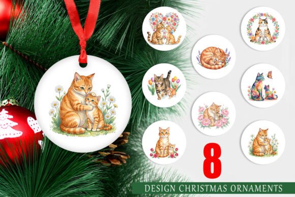 Watercolor Floral Cat Kitten Ornament Review