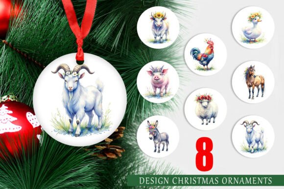 Watercolor Flower Crown Animal Ornament Illustrations