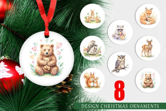 Watercolor Forest Animal Ornament PNG Illustrations