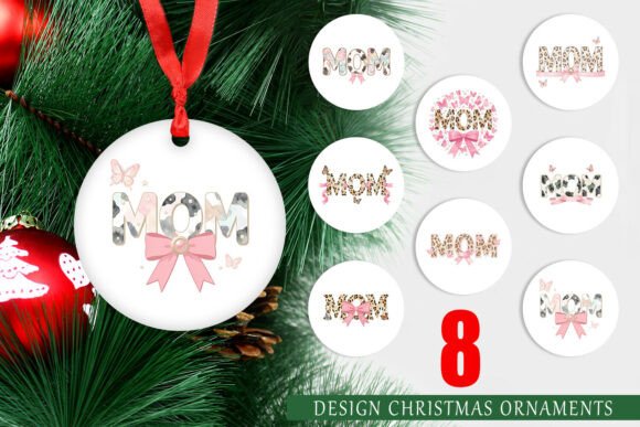 Watercolor MOM Butterfly Ornament PNG for Illustrations