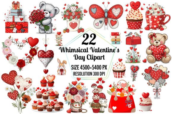 Whimsical Valentine Clipart for Illustrations
