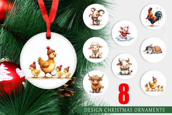 Whimsical Winter Animals Ornament Illustrations