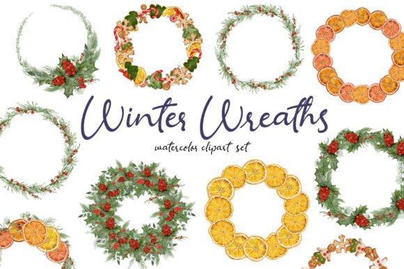 Winter Wreaths Watercolor Clipart Set Review
